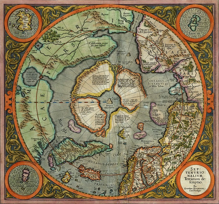Şimal qütbünün ilk xəritəsi, 1569 (Hendrik Hondius tərəfindən 1606-cı ildə nəşr olunub)